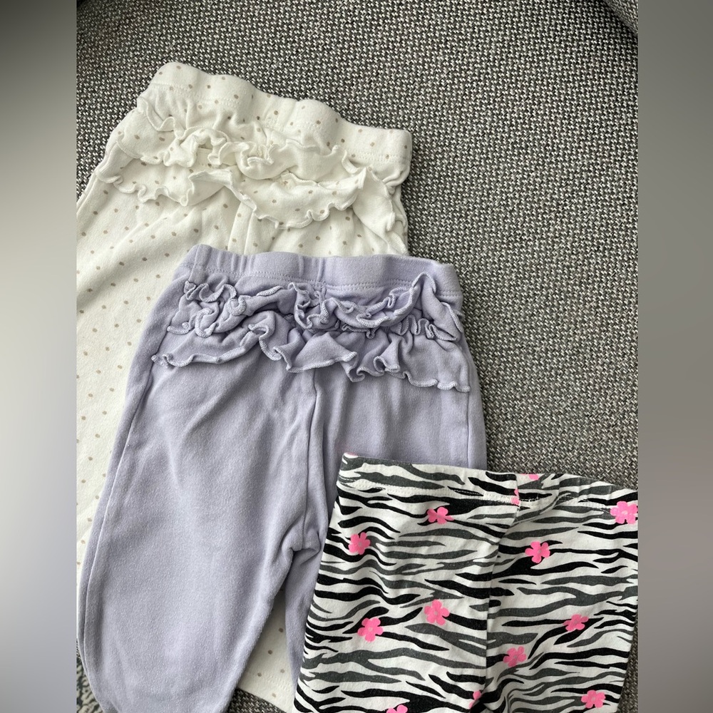 3 pair leggings baby girl 6-9 months